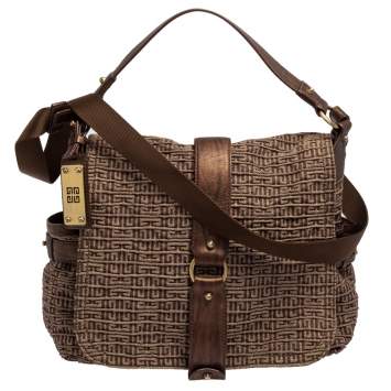 Pre Owned Givenchy Metallic Brown Monogram Fabric and Leather Messenger
