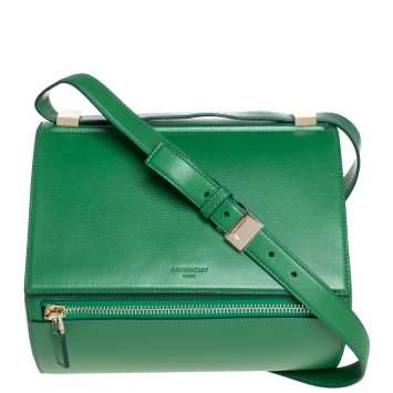 Pre Owned Givenchy Green Leather Medium Pandora Box Bag