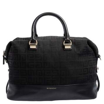 Pre Owned Givenchy Black Monogram Canvas and Leather Zip Satchel