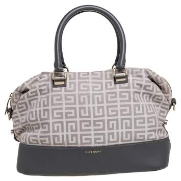 Pre Owned Givenchy Beige/Grey Monogram Canvas and Leather Satchel