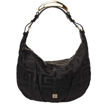 Pre Owned Givenchy Black Monogram Canvas and Leather Hobo