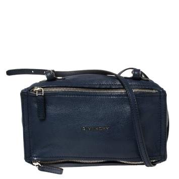 Pre Owned Givenchy Blue Leather Mini Pandora Crossbody Bag