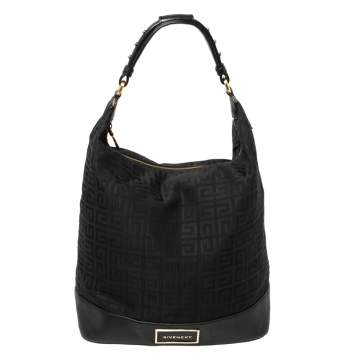Pre Owned Givenchy Black Monogram Canvas and Leather Bucket Hobo