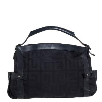 Pre Owned Givenchy Black Signature Canvas and Leather Satchel