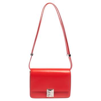 Pre Owned Givenchy Red Leather Flap Shoulder Bag