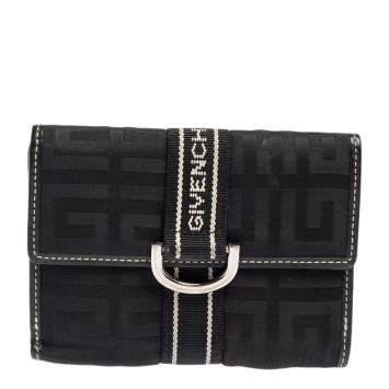 Pre Owned Givenchy Black Monogram Fabric and Leather French Wallet