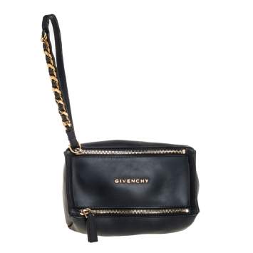 Pre Owned Givenchy Black Rubber Pandora Wristlet Clutch