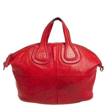 Pre Owned Givenchy Red Leather Medium Nightingale Satchel
