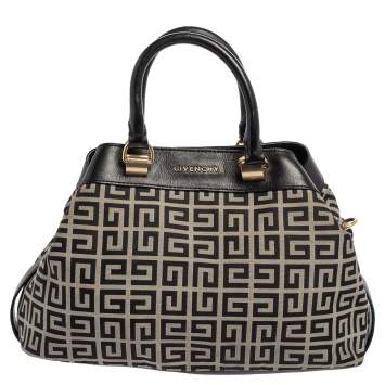 Pre Owned Givenchy Black/White Monogram Canvas and Leather Tote