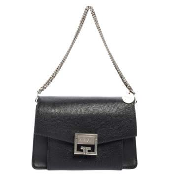 Pre Owned Givenchy Black Leather GV3 Crossbody Bag