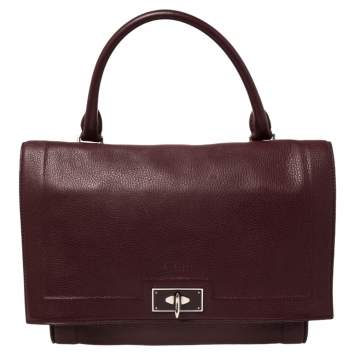 Pre Owned Givenchy Burgundy Leather Small Shark Top Handle Bag
