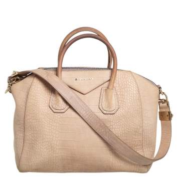 مملوكة مسبقًا Givenchy Beige Croc Embossed Leather Medium Antigona Satchel