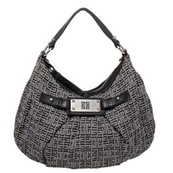 Pre Owned Givenchy Grey/Black Monogram Canvas And Leather Hobo