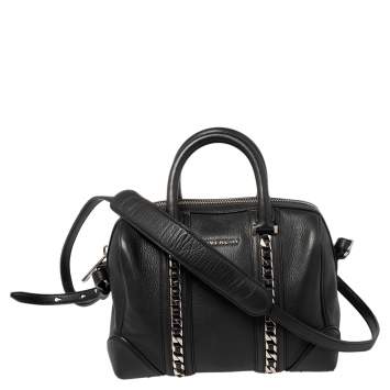 Pre Owned Givenchy Black Leather Mini Chain Animation Lucrezia Duffel Bag