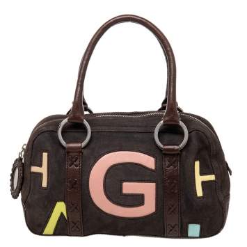 Pre Owned Givenchy Brown Suede and Leather Zip Boston Bag