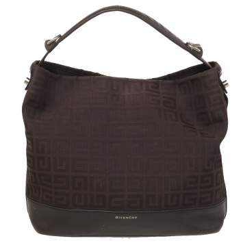 Pre Owned Givenchy Brown Monogram Canvas And Leather Hobo