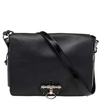 Pre Owned Givenchy Black Leather Obsedia Flap Shoulder Bag
