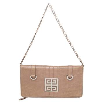 Pre Owned Givenchy Beige Leather Wallet On Chain 