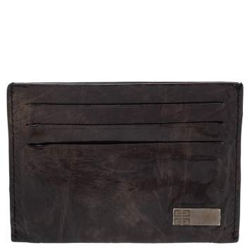 Pre Owned Givenchy Brown Patent Leather Card Holder