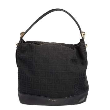 Pre Owned Givenchy Black Monogram Canvas And Leather Hobo