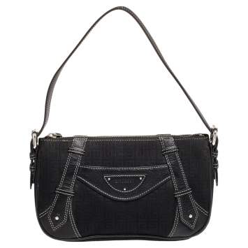 Pre Owned Givenchy Black Leather And Canvas Hobo