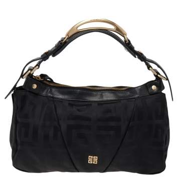 Pre Owned Givenchy Black Signature Canvas and Leather Satchel