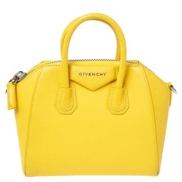 Pre Owned Givenchy Yellow Leather Mini Antigona Satchel