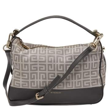 Pre Owned Givenchy Beige/Grey Monogram Canvas and Leather Hobo