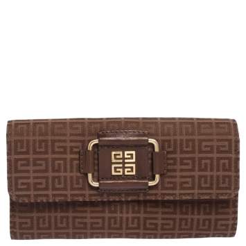Pre Owned Givenchy Brown Monogram Canvas Long Trifold Wallet