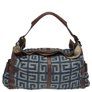 Pre Owned Givenchy Blue/Brown Denim and Leather Shoulder Bag