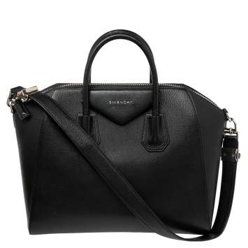 Pre Owned Givenchy Black Leather Medium Antigona Satchel 