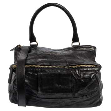 Pre Owned Givenchy Black Leather Large Pandora Shoulder Bag