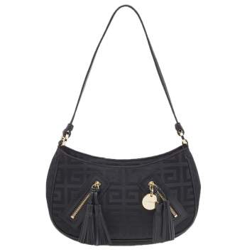 Pre Owned Givenchy Black Canvas And Leather Tassel Shoulder Bag