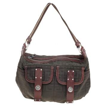 Pre Owned Givenchy Brown Canvas And Leather Baguette Bag