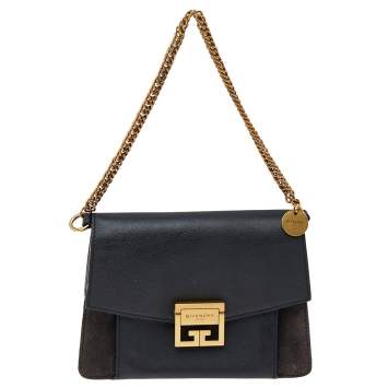 Pre Owned Givenchy Black Leather And Suede Small GV3 Shoulder Bag
