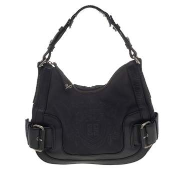 Pre Owned Givenchy Black Canvas And Leather Hobo