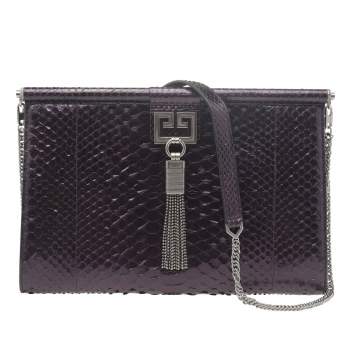 Pre Owned Givenchy Purple Python Leather Shoulder Bag