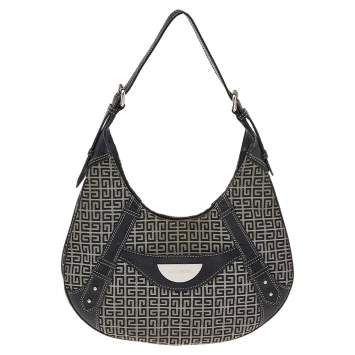 Pre Owned Givenchy Grey/Black Monogram Canvas And Leather Hobo