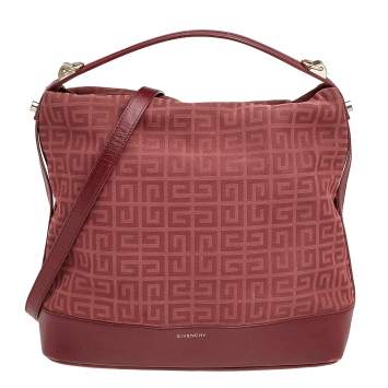 Pre Owned Givenchy Burgundy Monogram Canvas and Leather Hobo