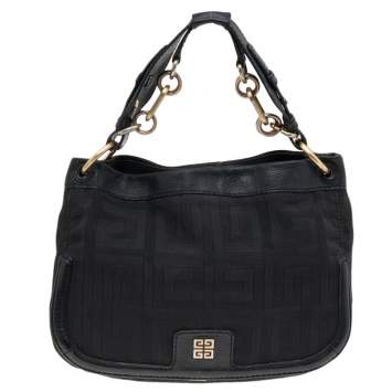 Pre Owned Givenchy Black Signature Nylon and Leather Hobo