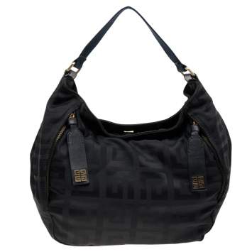 Pre Owned Givenchy Black Signature Nylon and Leather Hobo