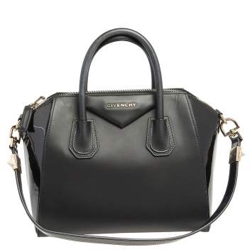 Pre Owned  Givenchy Black Leather and Patent Leather Small Antigona Satchel
