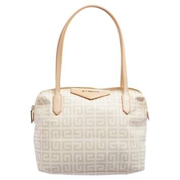 Pre Owned Givenchy Beige and White Monogram Shoulder Bag
