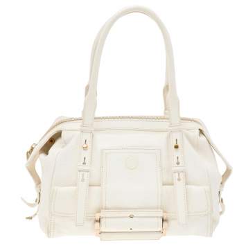 Pre Owned Givenchy White Leather Zip Satchel