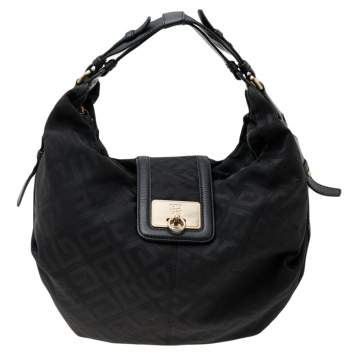 Pre Owned Givenchy Black Monogram Nylon and Leather Hobo