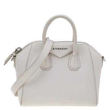 Pre Owned Givenchy White Leather Mini Antigona Satchel