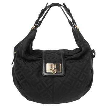 Pre Owned Givenchy Black Monogram Canvas And Leather Hobo