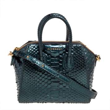 Pre Owned Givenchy Emerald Python Mini Antigona Satchel