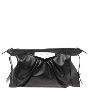 Pre Owned Givenchy Black/White Leather Large Antigona Soft Clutch