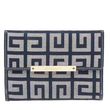 Pre Owned Givenchy Grey/Black Monogram Canvas Compact Wallet